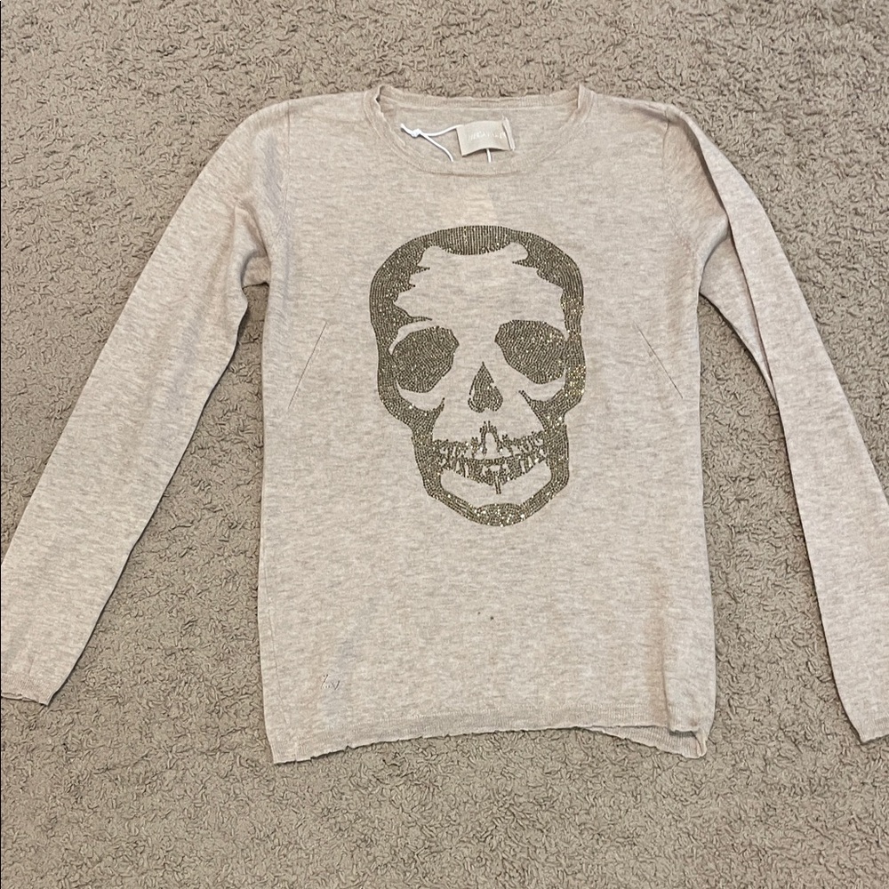ZADIG & VOLTAIRE 100% thin cashmere skull embellished sweater M NWT defect